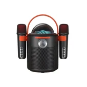 Bluetooth Aile Parti Seti Kablosuz Çift Mikrofon 6 Ses Degıstırme Siyah - 1