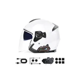 Y20 2x 1000m Telsiz Mesafeli 2 Kişi Bağlantılı Bluetooth Kask Kulaklık Fenerli İntercom - 6