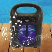 Tutmalı Mini Hoparlör Işıklı Taşınabilir Bluetooth Wireless Radyolu Sd Kart Ve Usb Girişli Hoparlör - 3