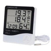 Buffer® İç Ve Dış Ortam Sıcaklığını Ölçebilen Lcd Ekran Saat Göstergeli Alarmlı Nem Ölçer Termometre - 1