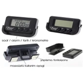 Buffer® Ev Ve Araç Tipi Dijital Saat Kronometreli Alarmlı Pilli Saat - 1