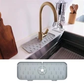 Buffer® Lavabo İçin Silikon Esnek Mat Musluk Sapı Damlama Tutucu Raf Mutfak Tezgahı Sıçrama Koruma - 1