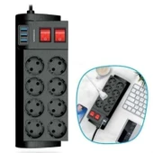Buffer® Isıya Dayanıklı Termal Akım Korumalı 2 Metre 16a 4000w 8li Priz Ve 3 Usb Li Uzatma Kablosu - 1