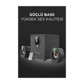 D38 Bluetooth Hoparlör 2 in1 Subwoofer Rgb Işıklı Bilgisayar Hoparlörü Speaker - 2