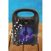 Tutmalı Mini Hoparlör Işıklı Taşınabilir Bluetooth Wireless Radyolu Sd Kart Ve Usb Girişli Hoparlör - 7