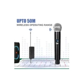 Profesyonel Çiftli Kablosuz Mikrofon Seti Karaoke Şarj Edilebilir 50 Metre Mesafe - 2