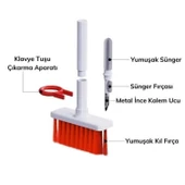 Buffer® Çok Amaçlı Kırmızı Hassas Fırça Başlıklı  Bilgisayar Laptop Temizleme Fırçası - 4