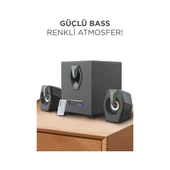 D38 Bluetooth Hoparlör 2 in1 Subwoofer Rgb Işıklı Bilgisayar Hoparlörü Speaker - 4