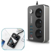 Buffer® Isıya Dayanıklı Termal Akım Korumalı 2 Mt 10a 2500w 3lü Priz Ve 3 Usbi 21a Uzatma Kablosu - 1