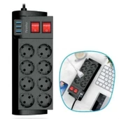 Buffer® Isıya Dayanıklı Termal Akım Korumalı 2 Metre 16a 4000w 8li Priz Ve 3 Usb Li Uzatma Kablosu - 3