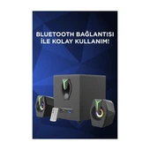D38 Bluetooth Hoparlör 2 in1 Subwoofer Rgb Işıklı Bilgisayar Hoparlörü Speaker - 5
