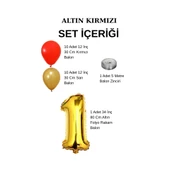 Sarı Kırmızı Taraftar Temalı Doğum Günü Seti Altın Kırmızı Balonlar Altın Folyo Rakam - 2