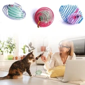 Buffer® Yaylı Metal Fareli Kafes Kedi Oyun Topu Sıçrayan Spiral Kedi Topu - 1