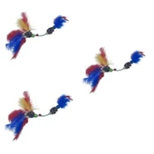 Buffer® Tüylü Tahta Boncuklu Zilli Kedi Oyuncağı Çok Renkli Kedi Oyuncak - 5