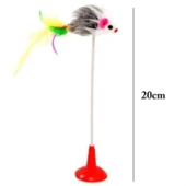 Buffer® 2li Vantuzlu Fareli Tüylü Hareketli Çanlı Ve Esneyen Eğlenceli Peluş Kedi Oyuncağı - 5