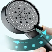 Buffer® 5 Fonksiyonlu Yüksek Basınçlı Ayarlanabilir Siyah Duş Başlığı - 4