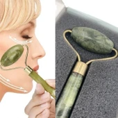 Buffer® Özel Süngerli Kutusunda Kırılmaz Çift Taraflı 2li Cilt Yüz Masaj Aleti Jade Roller Yeşim Taş - 1