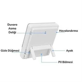 Dijital Termometre Sıcaklık Ve Nem Ölçer Masa Saati Alarm - 12