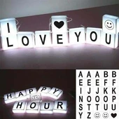 10lu Lightbox Işıklı Harf Mesaj Panosu Dekoratif  Harf Işık Zinciri - 1