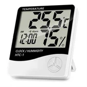 Dijital Termometre Sıcaklık Ve Nem Ölçer Masa Saati Alarm - 6