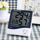 Dijital Termometre Sıcaklık Ve Nem Ölçer Masa Saati Alarm - 7