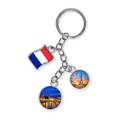 Fransa Üçlü Epoksi Metal Çift Taraflı Damla Anahtarlık France thumbnail 1