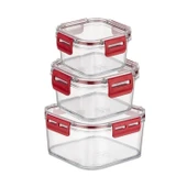 Buffer® 3'lü Pratik Silikon Contalı Sızdırmaz Kapaklı Sağlam İstiflenebilir Saklama Kapları - 6