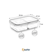 Buffer® 2 Bölmeli 1+1 Litre Kilitli Kapaklı Erzak Saklama Kabı Lc-525 - 12