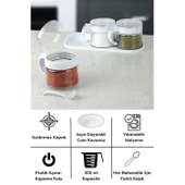Buffer® Beyaz 3lü Standlı Kapaklı Kaşıklı Cam Hava Sızdırmaz Baharatlık Takımı Kc-386 - 7