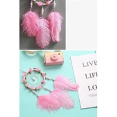 Buffer® El Yapımı Kuş Tüyü Ve Led Işıklı Dekoratif Asma Düş Rüya Kapanı - 14