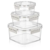 Buffer® 3'lü Pratik Silikon Contalı Sızdırmaz Kapaklı Sağlam İstiflenebilir Saklama Kapları - 4