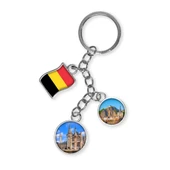 Belçika Üçlü Epoksi Metal Çift Taraflı Damla Anahtarlık Belgium thumbnail 1