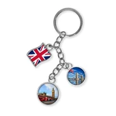 İngiltere Üçlü Epoksi Metal Çift Taraflı Damla Anahtarlık England thumbnail 1