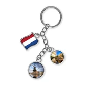 Hollanda Üçlü Epoksi Metal Çift Taraflı Damla Anahtarlık Holland thumbnail 1