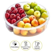 Buffer® 3 Bölmeli Sızdırmaz Contalı Kilitli Kapaklı 1,35 Litre Yuvarlak Erzak Saklama Kabı Lc-500 - 4