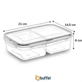 Buffer® 2 Bölmeli Sızdırmaz Contalı Kilitli Kapaklı 1 Litre Erzak Saklama Kabı -lc505 - 4