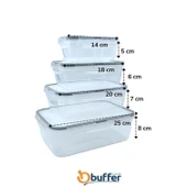 Buffer® 4lü İç İçe Sızdırmaz Contalı Kilitli Kapaklı Plastik Erzak Saklama Kapları Lc315 - 6