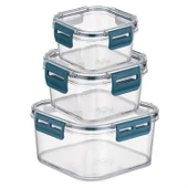 Buffer® 3'lü Pratik Silikon Contalı Sızdırmaz Kapaklı Sağlam İstiflenebilir Saklama Kapları - 1