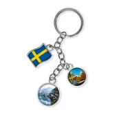 İsveç Üçlü Epoksi Metal Çift Taraflı Damla Anahtarlık Sweden - 1