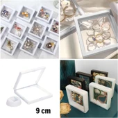 Buffer® 9x9 Cm Standlı 3d Takı Ziynet Hatıra Koleksiyon Saklama Kutusu Şeffaf Film Çerçevesi - 4