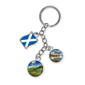 İskoçya Üçlü Epoksi Metal Çift Taraflı Damla Anahtarlık Scotland thumbnail 1