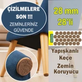 Yapışkanlı Yuvarlak Keçe Masa Sandalye Parke Zemin Ayak Koruyucu Kaydırmaz Keçesi 28 mm (28'Lİ PAKET) thumbnail 1