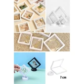 Buffer® 7x7 Cm Standlı 3d Takı Ziynet Hatıra Koleksiyon Saklama Kutusu Şeffaf Film Çerçevesi - 7