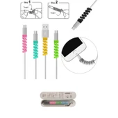 Buffer® 4lü Apple, Android Şaj Kablosu Koruyucu Silikon Spiral Yay Aparat - 6