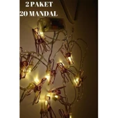 Buffer® Bakır Renkli Led Işıklı Fotoğraf Asma Işık Süsleme Mandalları - 5