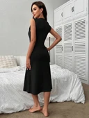 Kadın V Yakalı önden Düğmeli Kaşkorse Elbise thumbnail 4