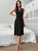 Kadın V Yakalı önden Düğmeli Kaşkorse Elbise thumbnail 2