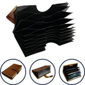 Yatay Akordiyon Plastik Kartlık Siyah, Deri Hobi Kartlık Cüzdan Yapımına Uygun - 1