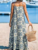 Kadın Ip Askılı Desenli Fırfırlı Süprem Elbise thumbnail 6