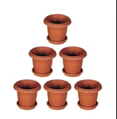 Omnipazar SY-5910 Antik Tabaklı Saksı Takımı 10 lt No 3 Kahverengi 6 Adet thumbnail 1